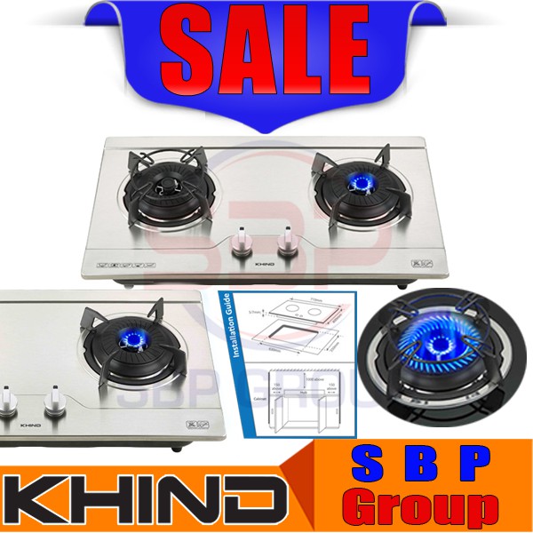 KHIND Stainless steel hob HB802S2 Gas Cooker Stove Builtin hob