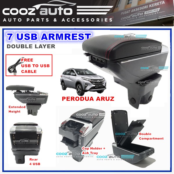 Perodua Aruz 7 USB Double Layer Arm Rest Armrest Console 