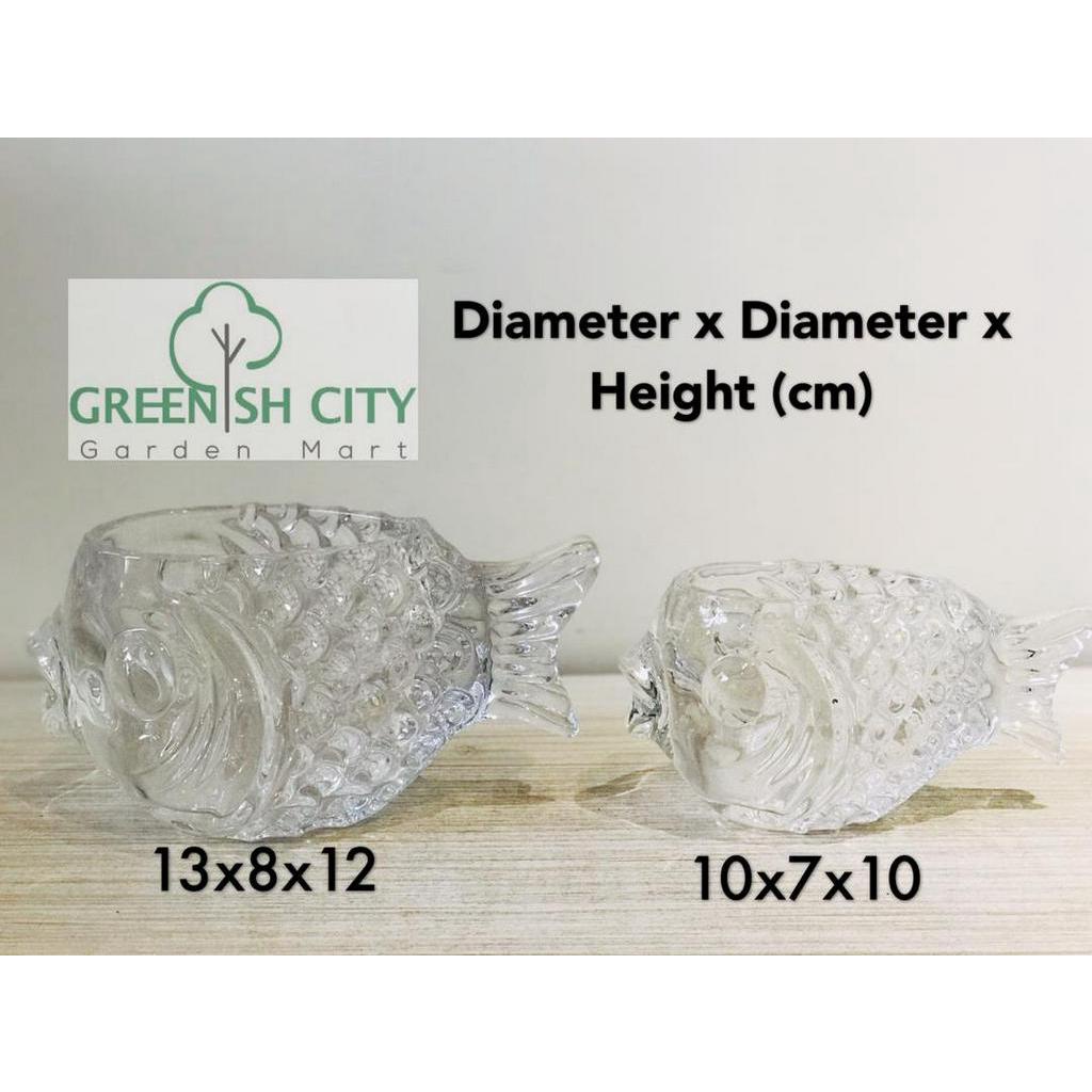 GNC - Fish Shape Transparent Glass Pasu Kaca Bentuk Ikan