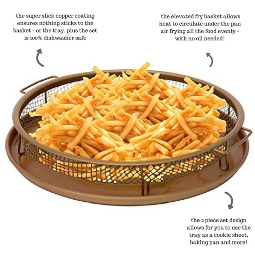 Copper Crispy Tray 2 IN 1 Basket as Oven Air Fryer - No Oil