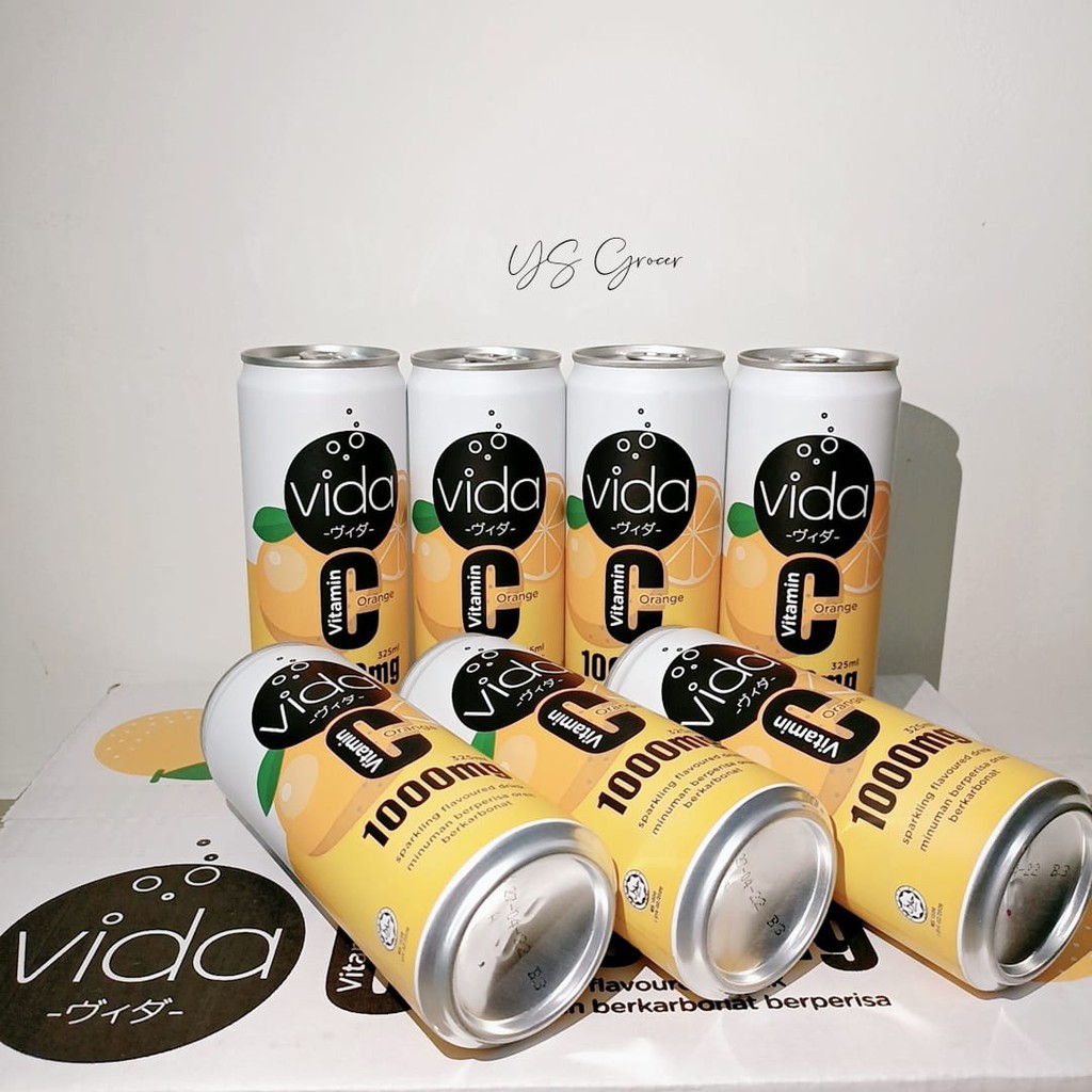 Vida Vitamin C 1000MG Sparkling Flavoured Drink Orange 325ml | Shopee ...