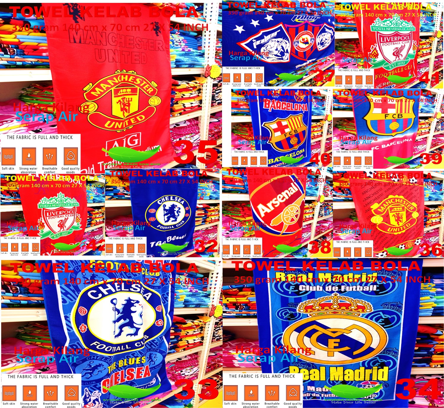 Tuala Kelab Bola Sepak Malaysia Dan English Serap Air Size Dewasa 140 X 70 Cm 27 X 54 Inc Football Towel Club Latest D Shopee Malaysia