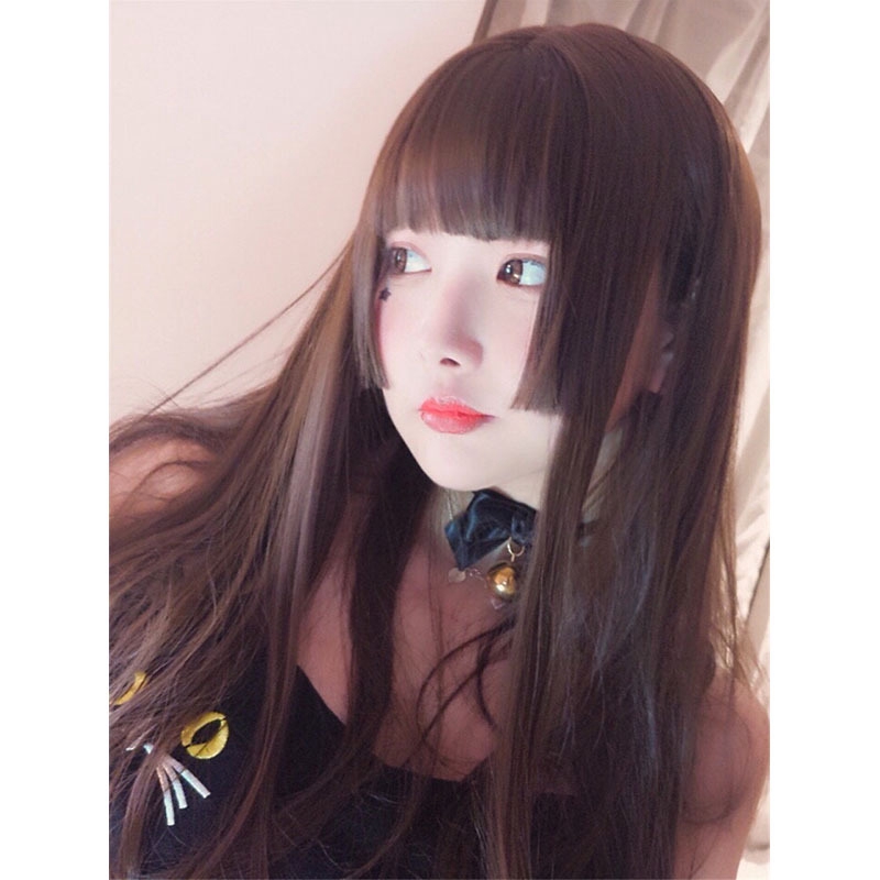 Yoyolala Wig Woman Hairstyle Long Straight Hair Lolita Daily