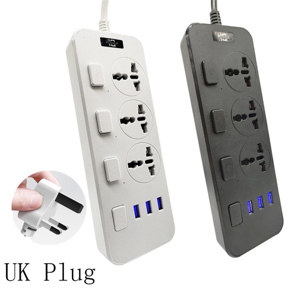 UGOODBUY 2500W 3 USB 3 Outlet Universal Power Strip Adapter Power ...