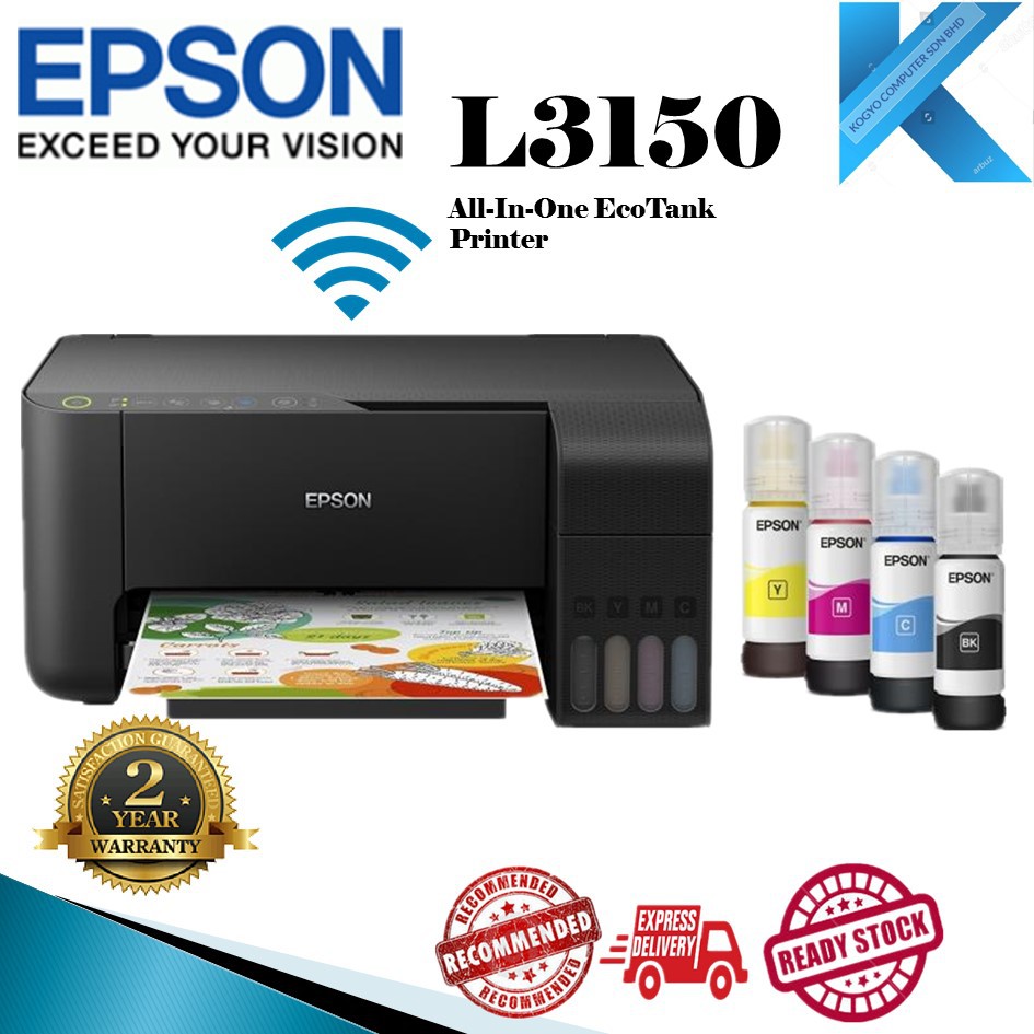 Epson L3150 Ecotank Wi Fi All In One Ink Tank Printer L3110 T510w E470 G2010 G3010 2676 1210w 0496