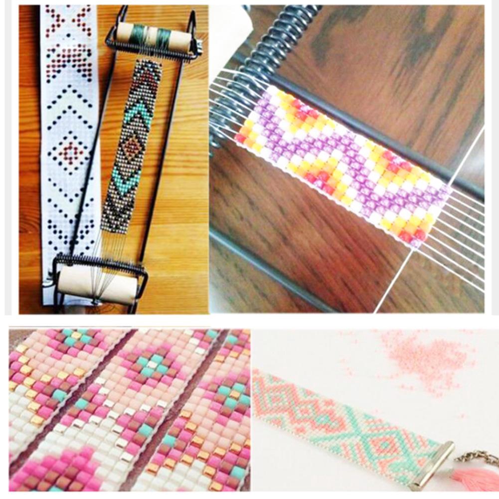 Bead Loom Kit for Beginners Weave Necklaces Bracelets Wood Stainless Steel Weaving Beading Set for Jewelry Bracelets DIY Handmade Knitting Machine Beading Tool