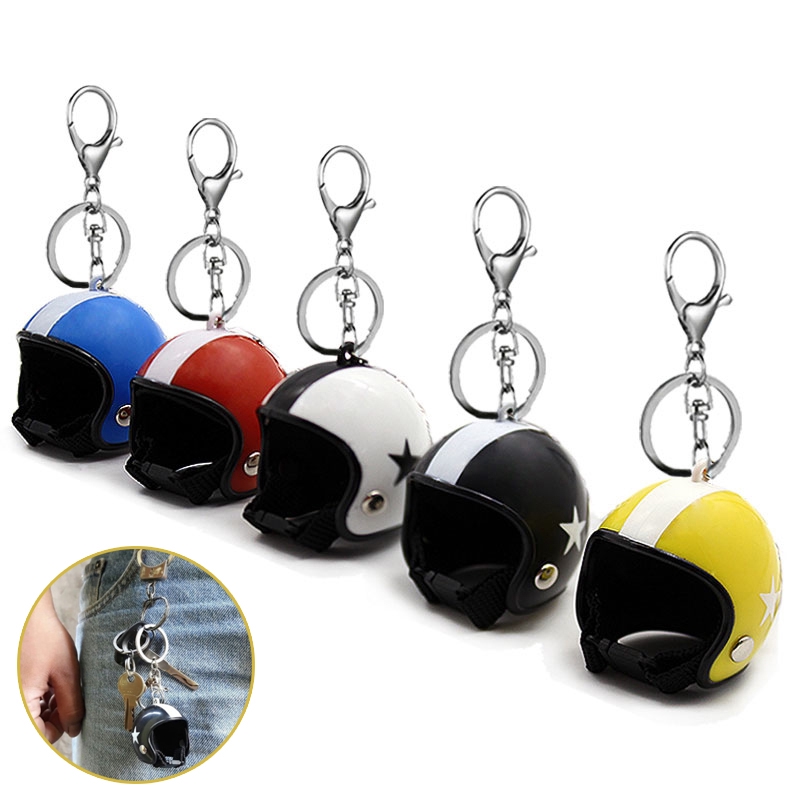 New Motorcycle Key Chain Women Men Cute Safety Helmet Car Keychains Bag Pendant Key Ring Gift Souvenirs Wholesale