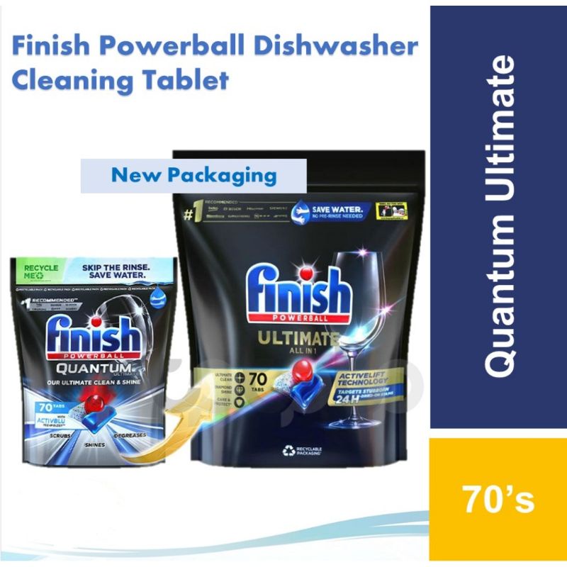 Finish All in One Quantum Ultimate Powerball Dishwasher Cleaning Tablets 70s