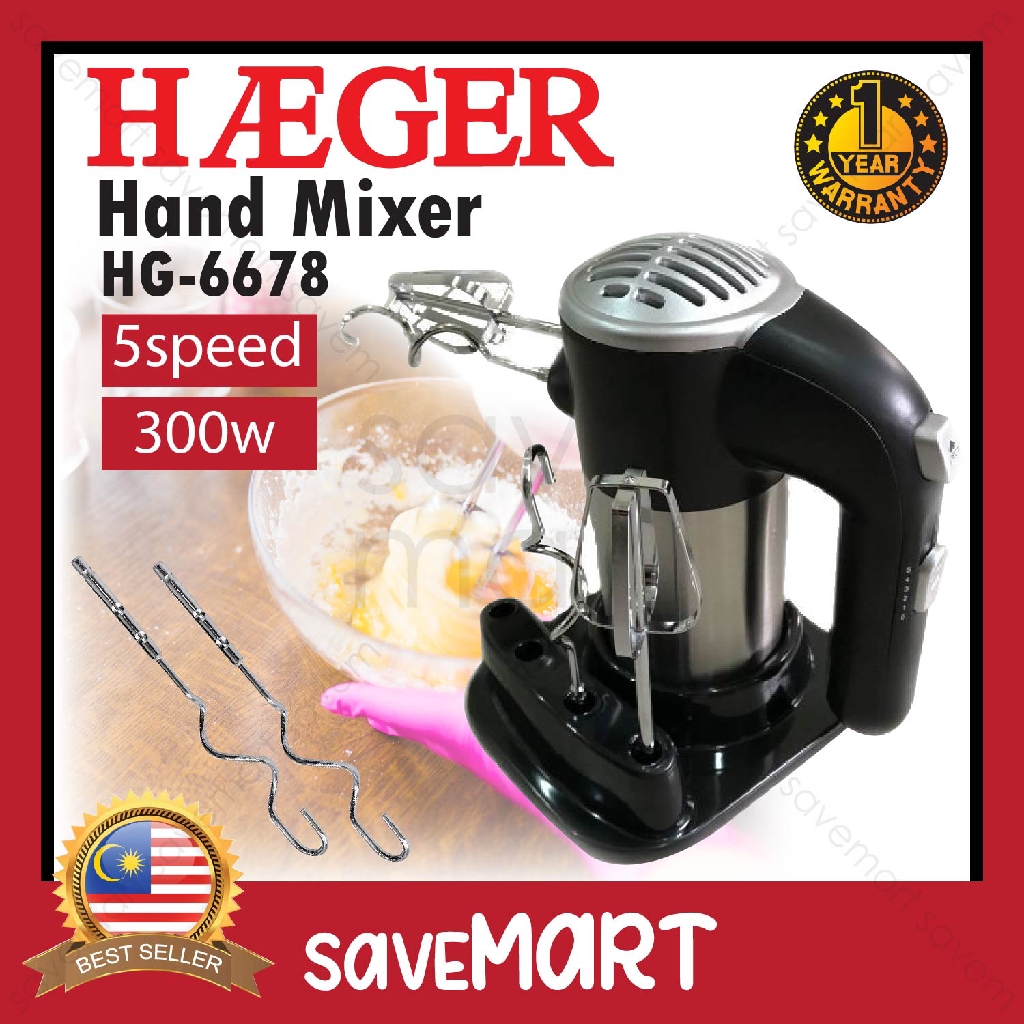 [1 YEAR WARRANTY] HAEGER Hand Mixer HG6678 300w handheld version 5