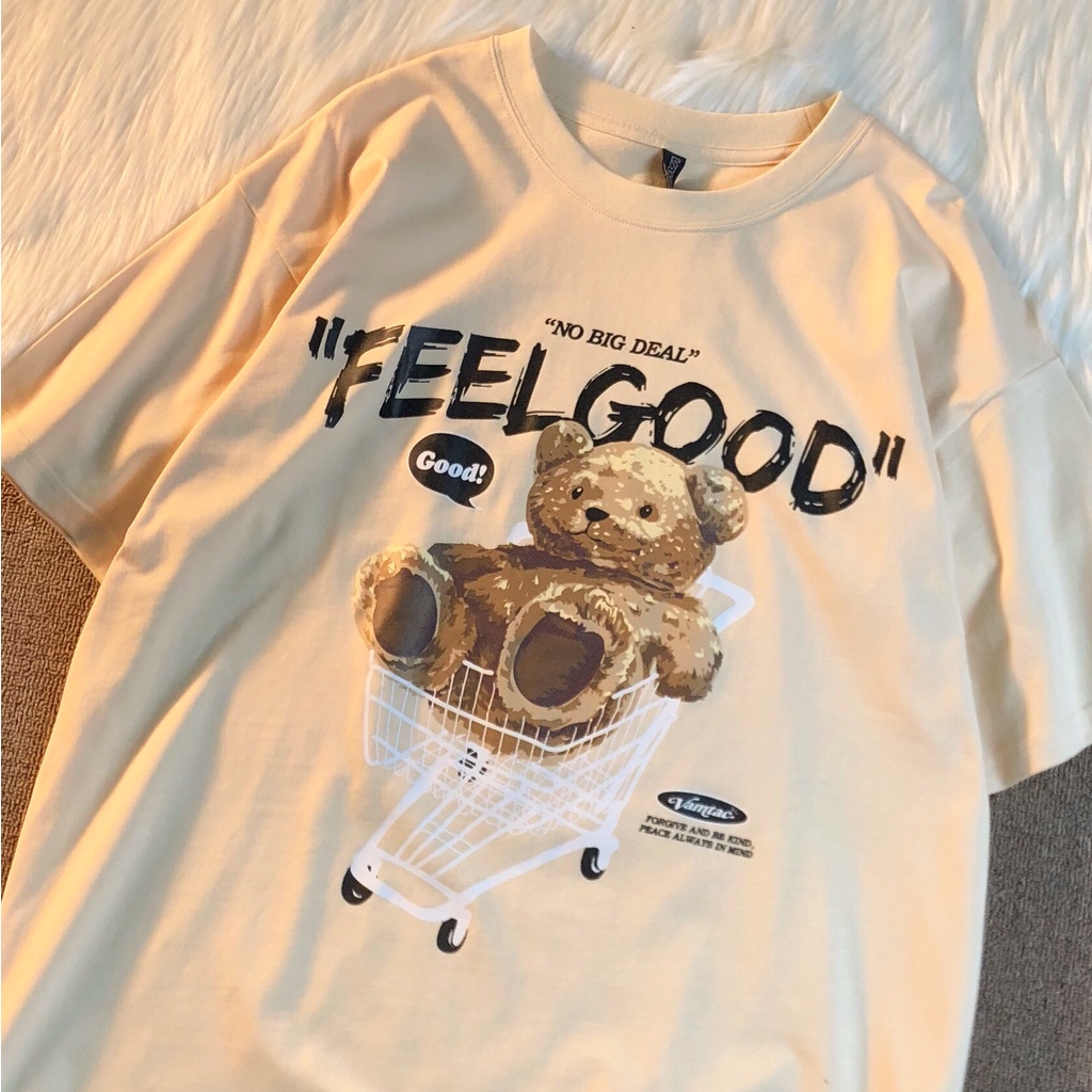 Simple Short-sleeved T-shirt Women Loose Bear Print Short-sleeved T-shirt Summer 2021 New Loose Clothes