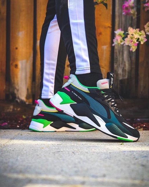puma rsx black and green