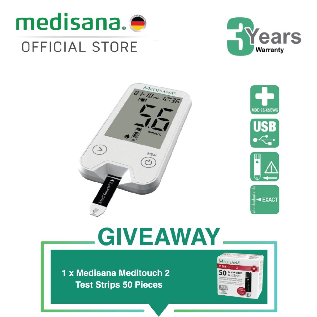 Opiaat Kwalificatie vriendschap Medisana MediTouch 2 Glucose Monitor with Test Strips (50 Pcs) (Expire Date  : November 2022) | Shopee Malaysia