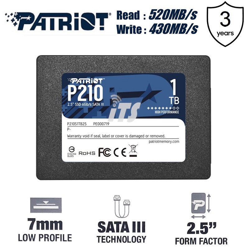 Patriot P210 2.5" SSD SATA III (128GB/256GB/512GB/1TB) | Shopee Malaysia