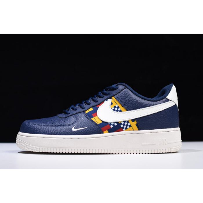 yellow and navy blue air force ones