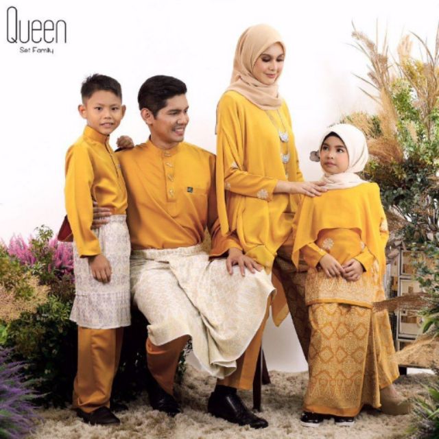 Family Set Queen Sedondon Gold Mustard Baju Raya