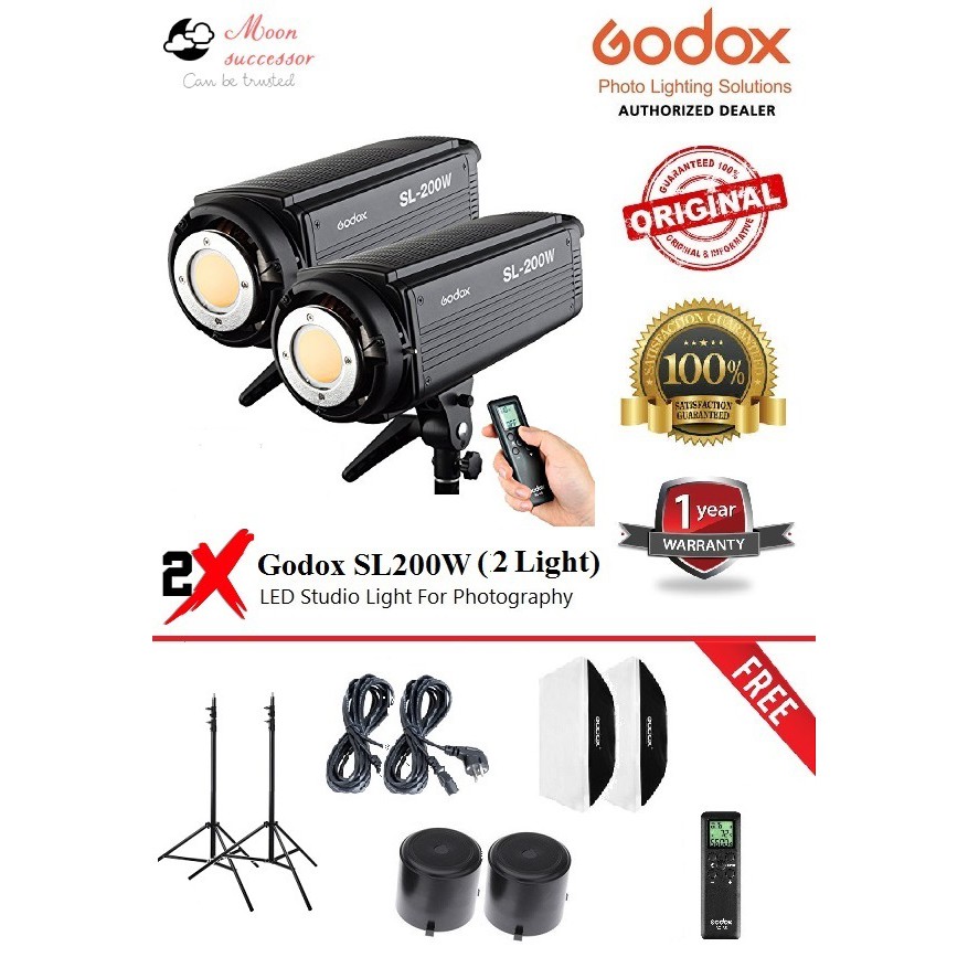 Godox Professional SL200W/ SL200W Continuous LED Studio Light 5600K / White ( 2 Light Kit