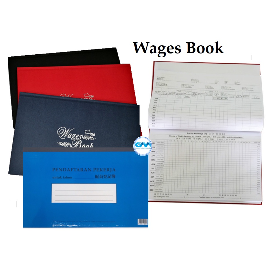 Wages Book | Employee Salary Book | Buku Pendaftaran Pekerja 30pg / 100pg / 200pg