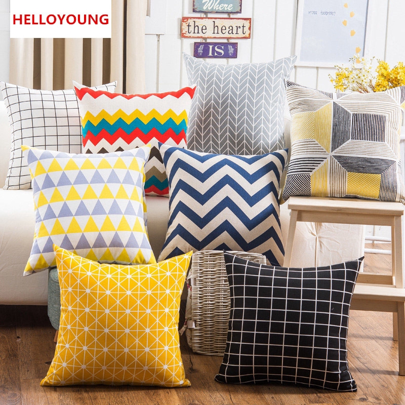 Cushion Cover Pillow Case Lumbar Pillow Lattice Stripes Decorative Throw Pillows Shopee Malaysia