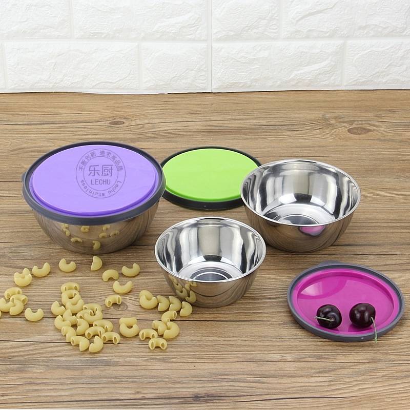 3pcs Stainless Steel Food Storage Box Container Lunch Box Round