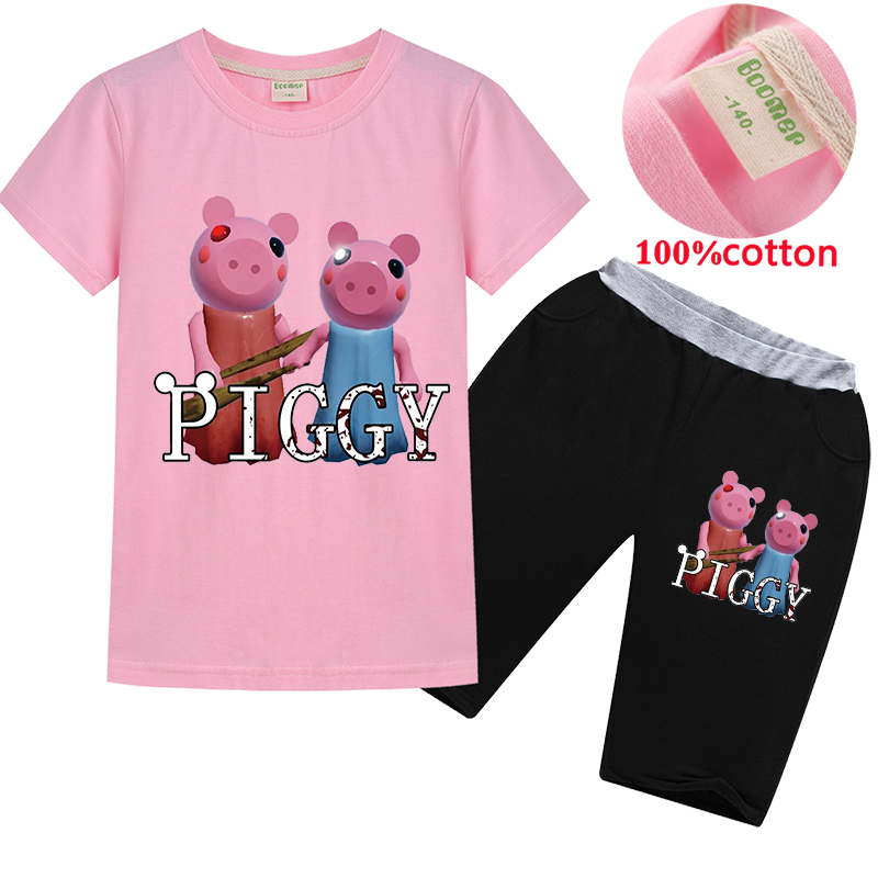 Hot Sale Cartoon Roblox Piggy Boys Fashion Suits T Shirt With Pants 2pcs Kids Clothes Ready Stock Boys Clothing Shopee Malaysia - piggy pants roblox