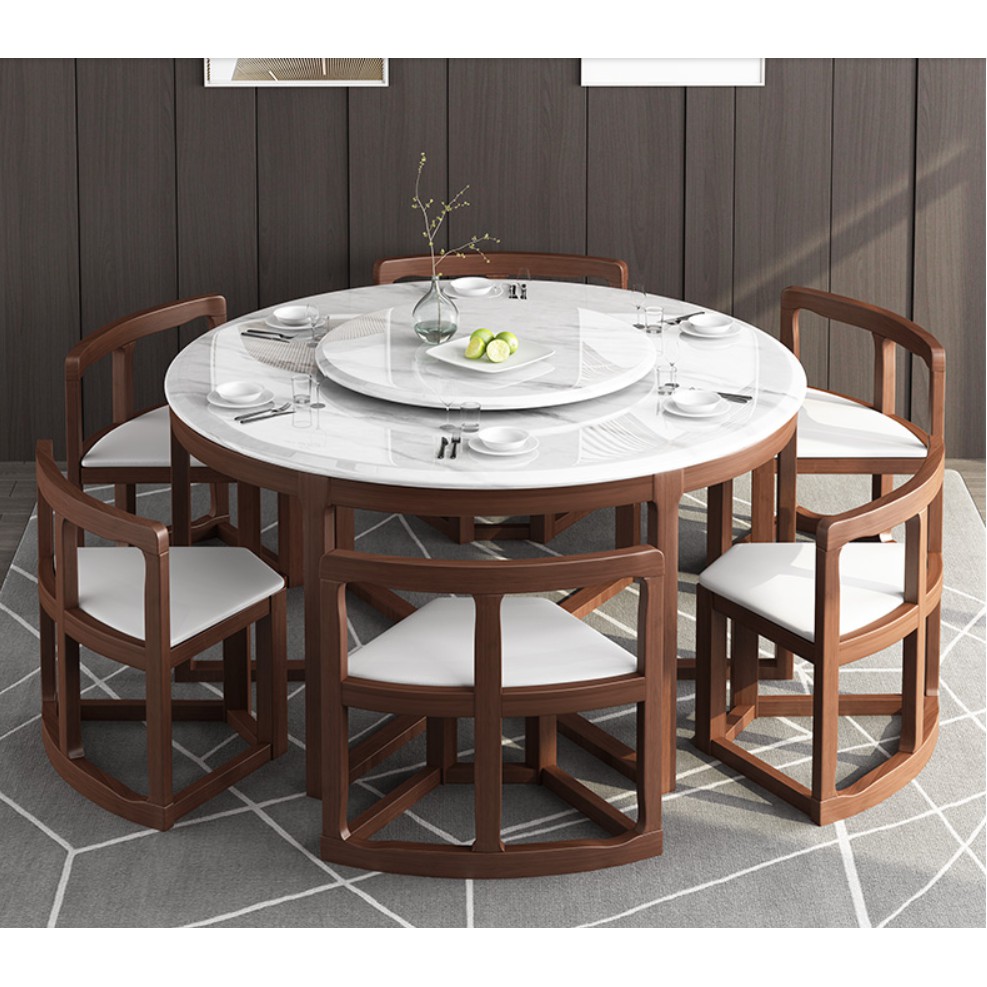 Marble Multi Functional Round Table Living Room Solid Wood Dining Table 6 Seater Small Family Dining Table Shopee Malaysia