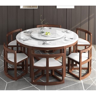 【YUEHUA】multi-functional Marble round table, living room solid wood