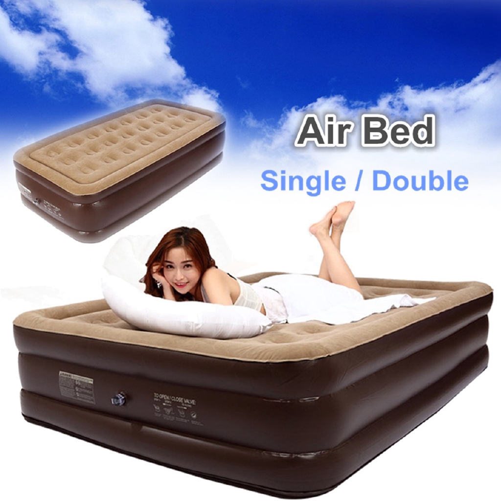 Double Single Luxury Air Bed Inflatable Mattress Couch Mat Home