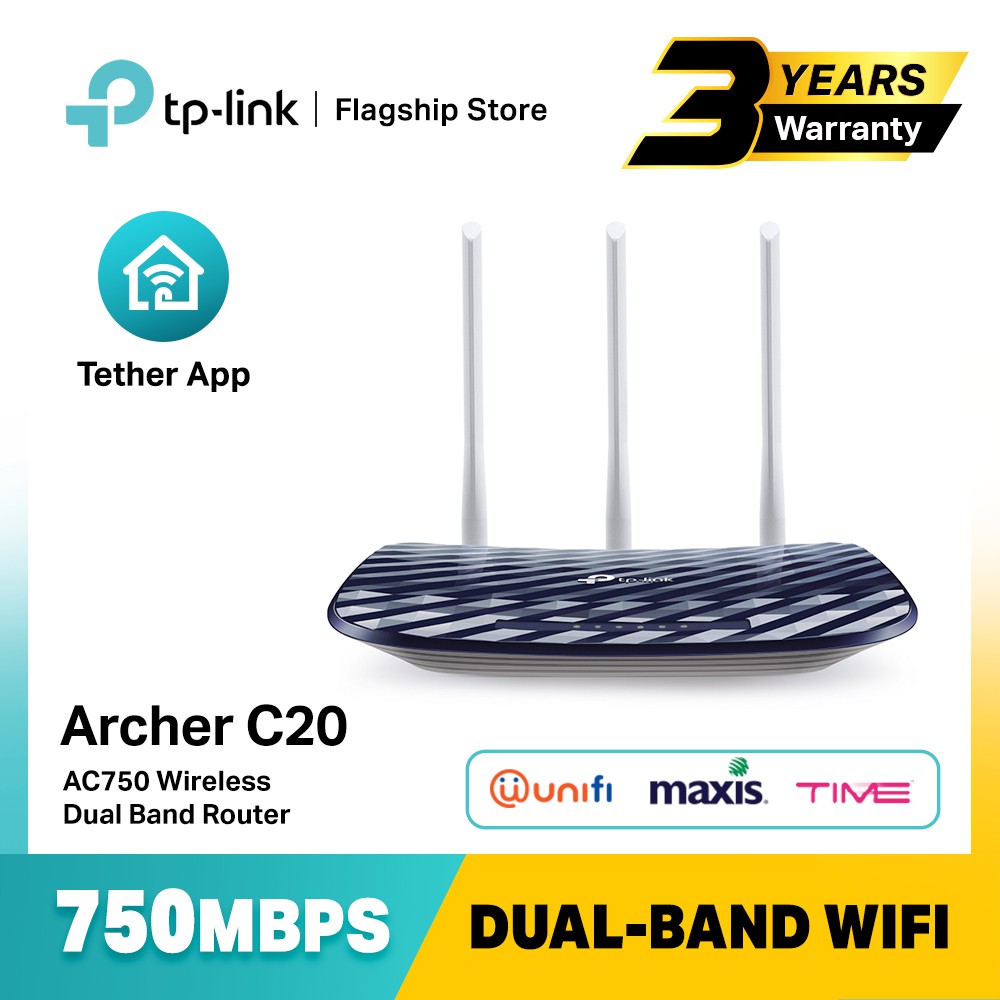 TPLink Archer C20 AC750 Wireless Dual Band Router Shopee Malaysia