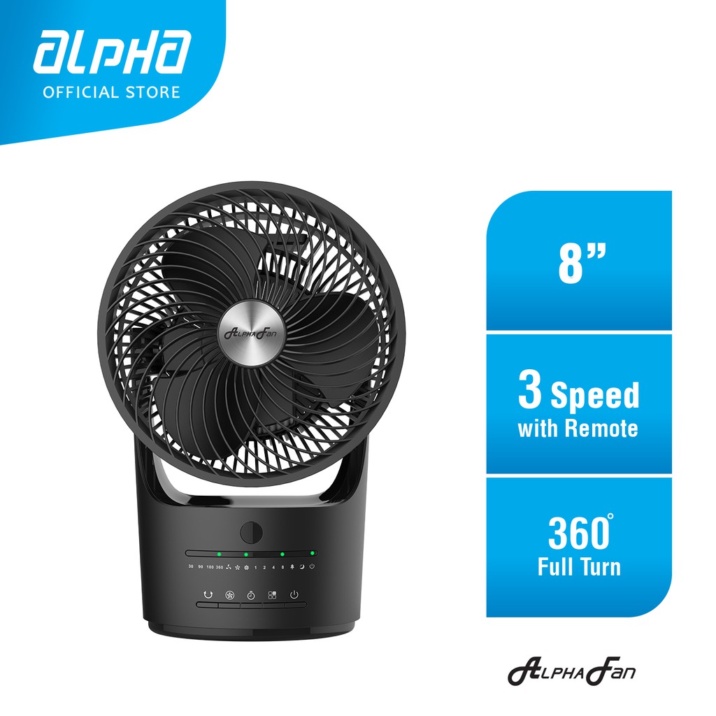 ALPHA Alphafan VONA 360 Air Circulator 8 Inch Table Fan with 3 Blades