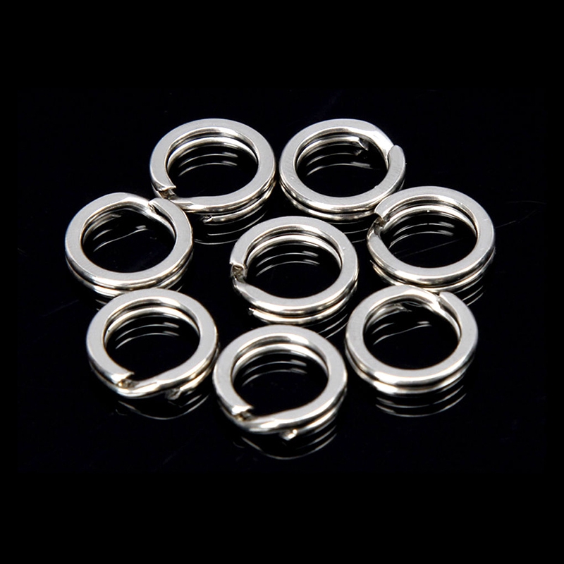 50//100Pcs Stainless Steel Fishing Solid Snap Split Ring Lure Tackle Connector