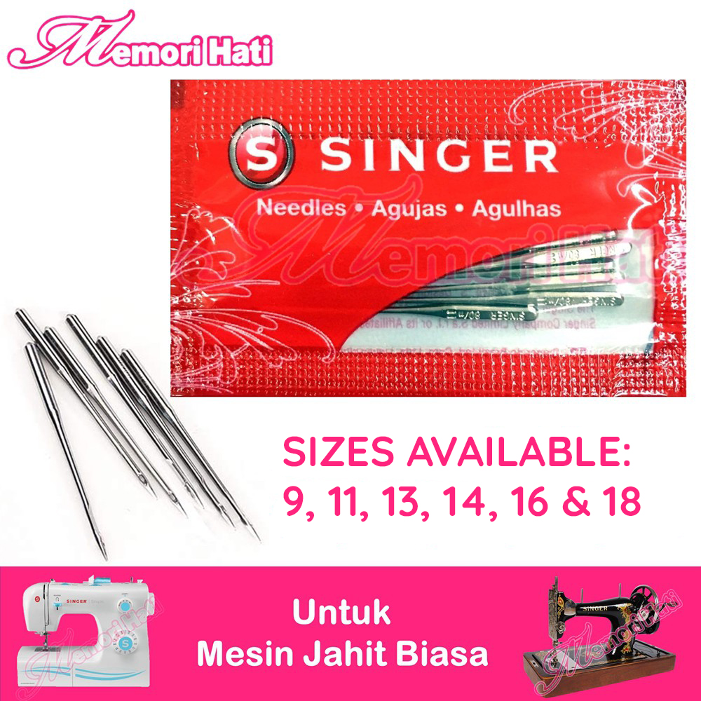 10pcs Singer 2020 Original Home Sewing Machine Needles Jarum Mesin Jahit Size 9 11 13 14 16 18 Shopee Malaysia