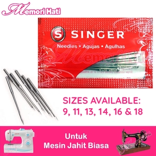 10pcs Singer 2020 Original Home Sewing Machine Needles / Jarum Mesin Jahit / Size 9,11,13,14,16, & 18