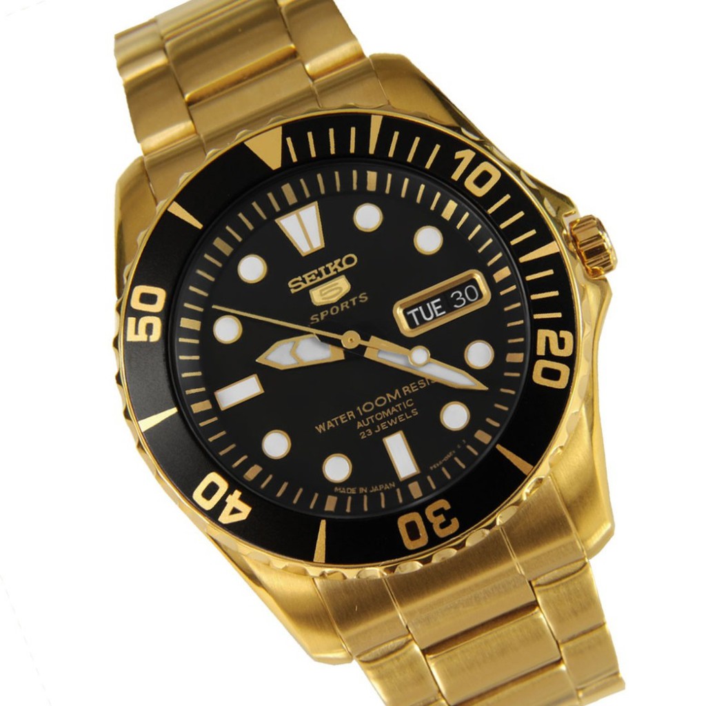 seiko 5 sports automatic 23 jewels gold