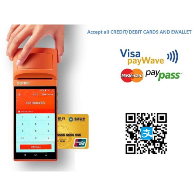 iPay88 All in one Credit & Debit Card Machine Support 12 ewallet
