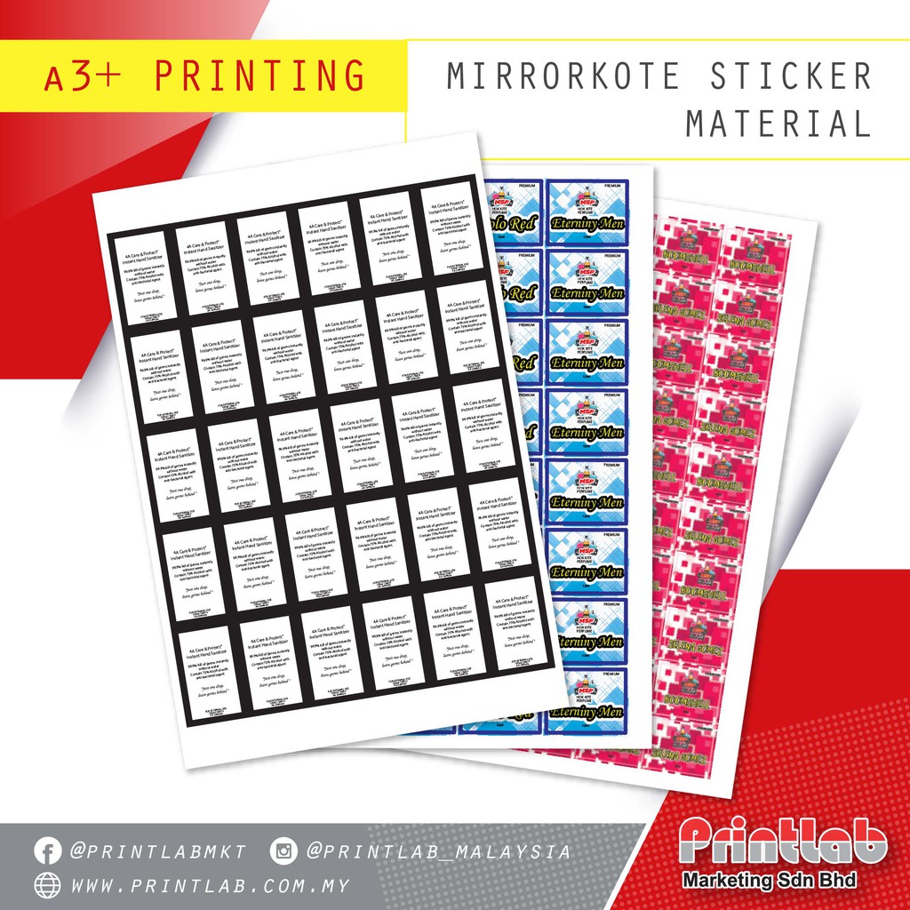 A3+ Loose Sheet Sticker Printing Service, Mirrorkote Sticker Without Cutting, Print Loose Sheet