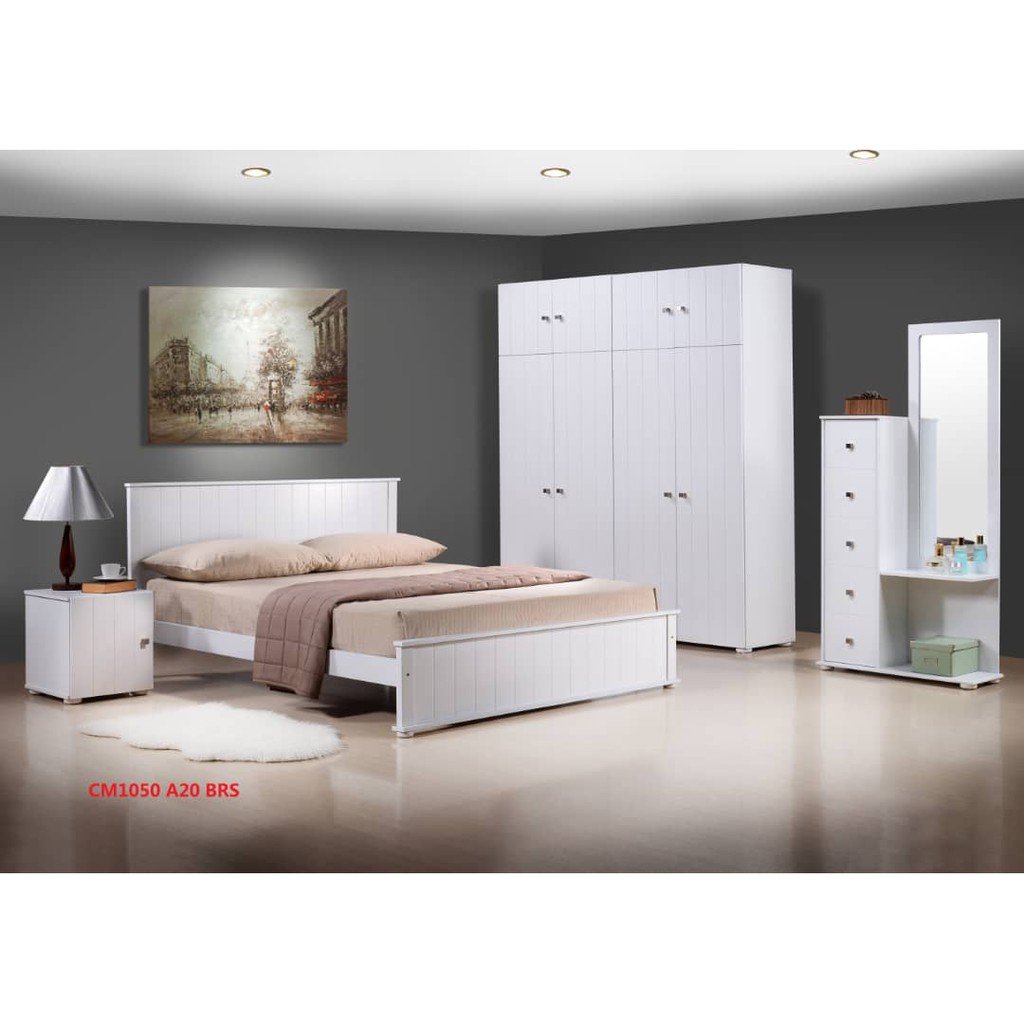 Bedroom Set 5 Pcs White Set Bilik Tidur Bilik Tidur Set Bilik Tidur Queen Shopee Malaysia