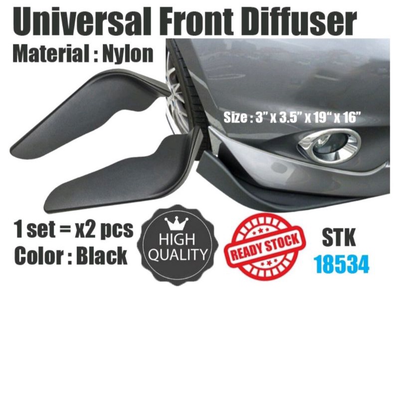 Car Front Deflector Spoiler Splitter Diffuser Bumper Canard Lip (Black