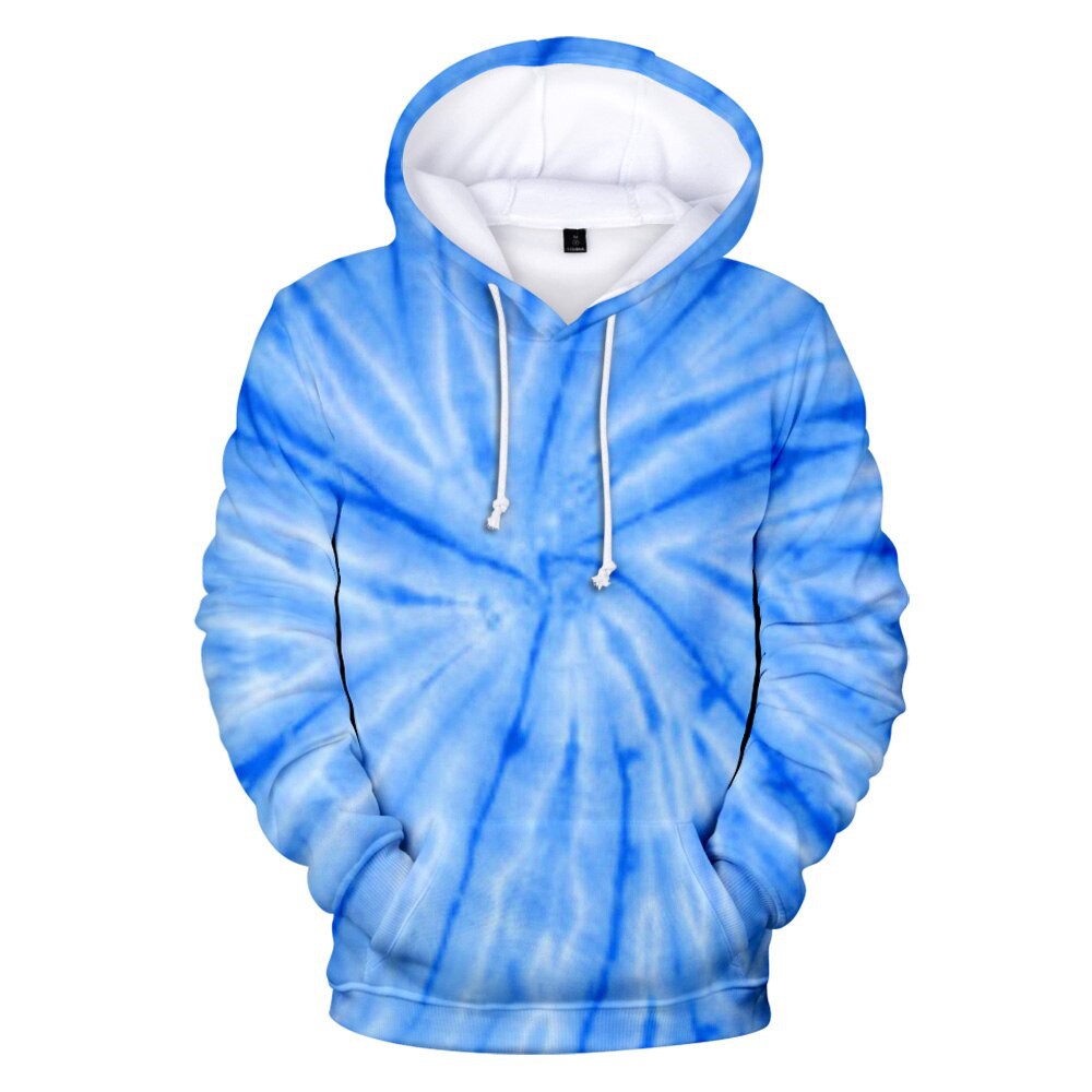 blue and white tie dye hoodie