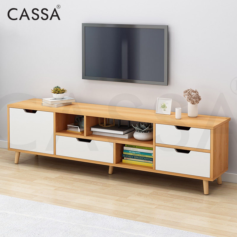 Cassa Luna 5 Feet 140cm TV Cabinet Entertaiment Unit Scandinavian-inspired (White/Maple)
