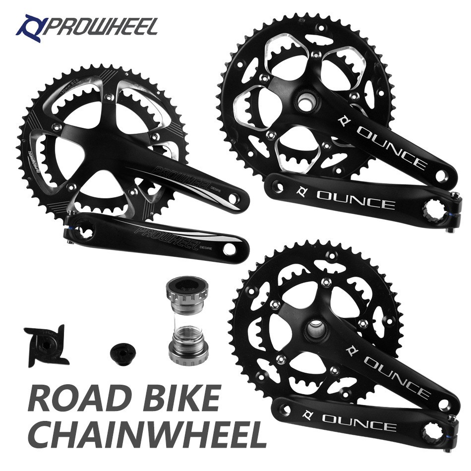 PROWHEEL 170mm Hollow Double Sprockets Road Bike Crank 110 BCD 130 BCD