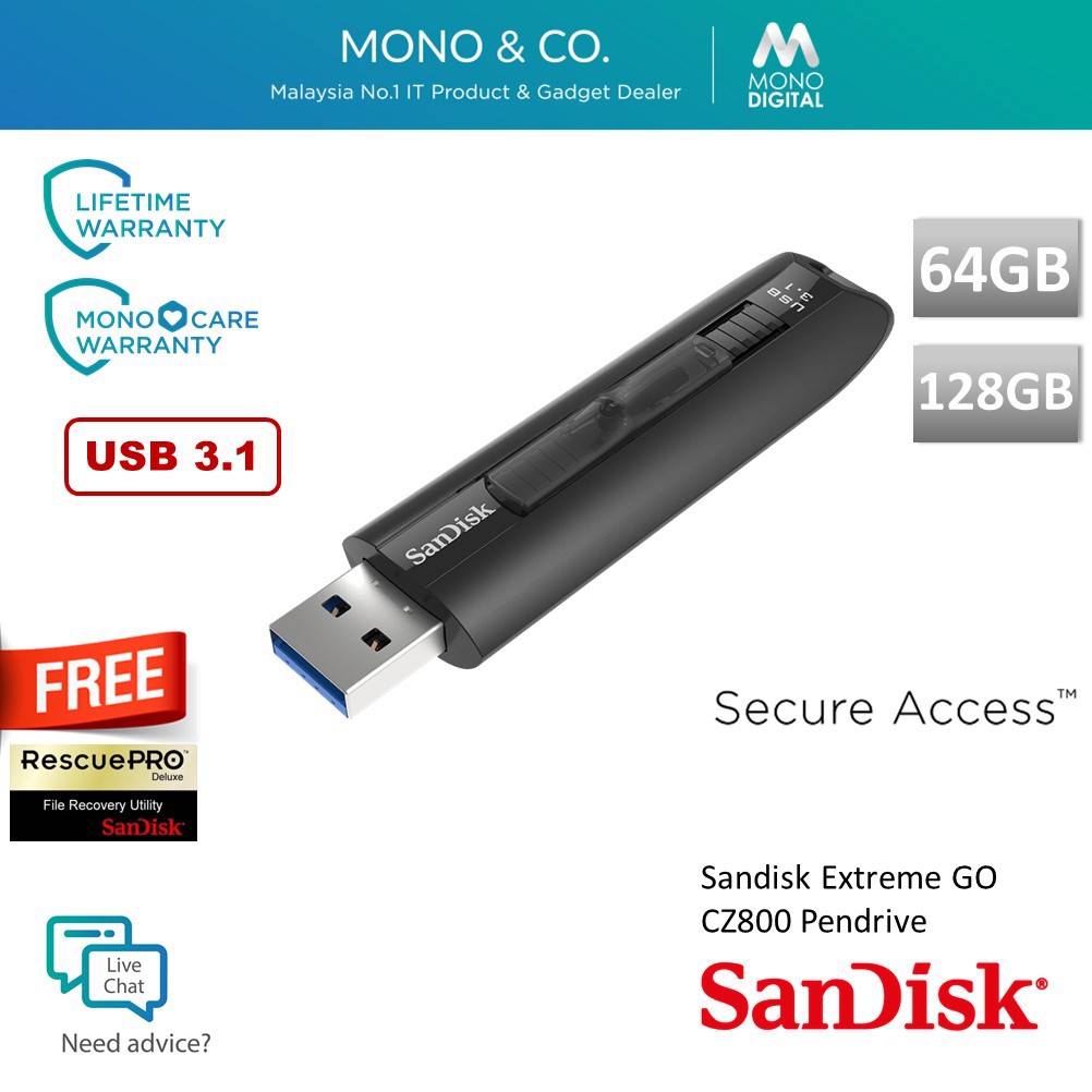 Sandisk Extreme Pro Cz880 Usb 3 1 Solid State Flash Drive 128gb 256gb Shopee Malaysia