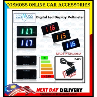 COSMOSS 8V 12V Digital LED Display Voltmeter Voltage Gauge Panel Meter For Car Motorcycle
