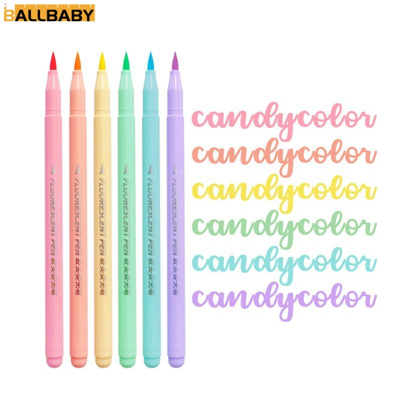 6Pcs Brush Pen Set Pastel Markers Brush Set Art Marcadores Color  Highlighter Calligraphy School Supplies Stationery | Shopee Malaysia