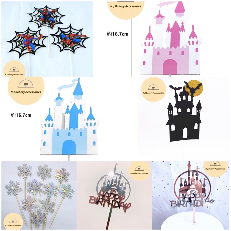 Ready Stock: Batman, 3Pcs Spiderman, 10Pcs Snowflake, Happy Birthday Cards  Cake Decoration // 现货: 蝙蝠侠蜘蛛侠雪花生日快乐卡牌蛋糕装饰插件| Shopee Malaysia