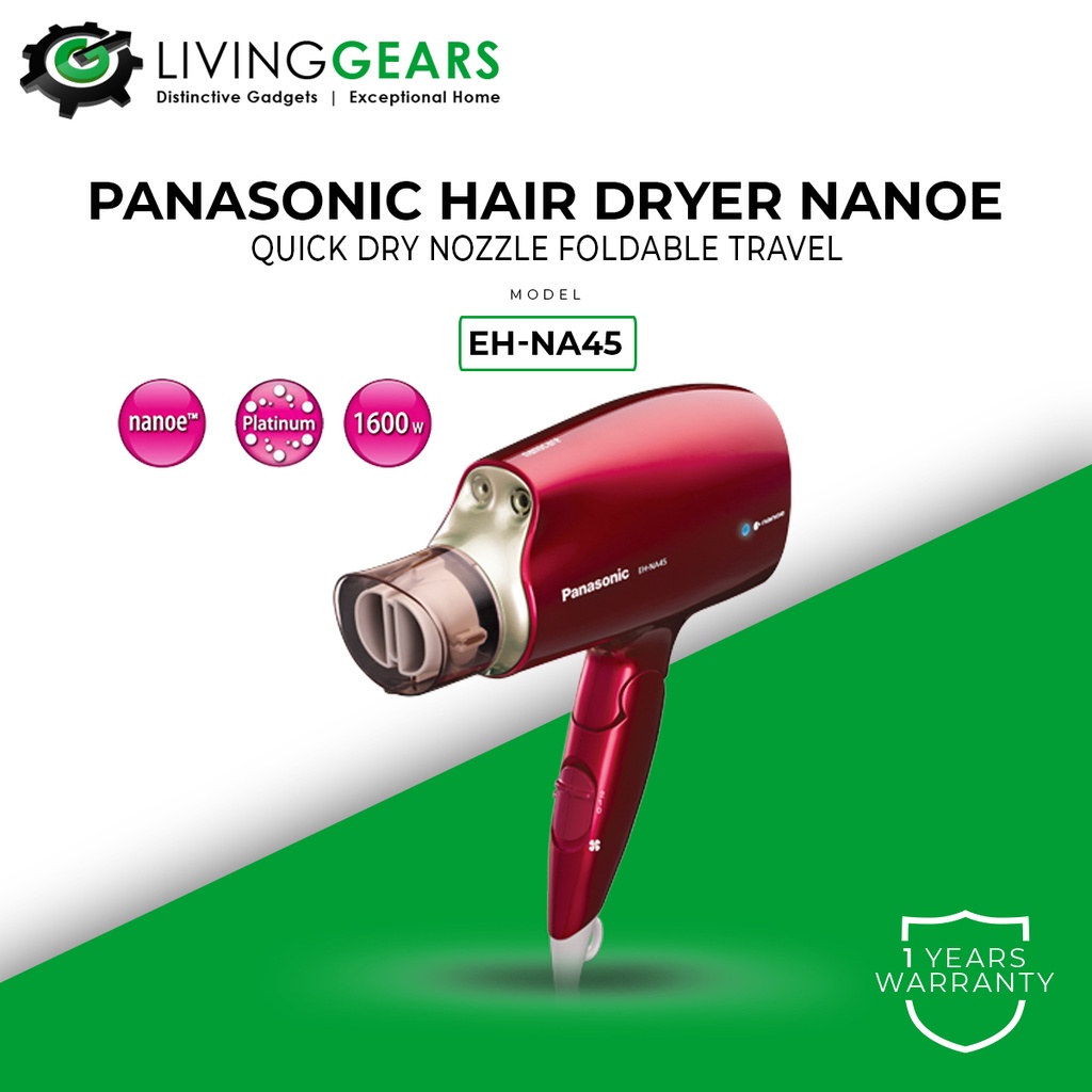 Panasonic Hair Dryer Foldable Nanoe And Platinum Ionity Hair Dryer 1600w Eh Na45 Shopee Malaysia 9315