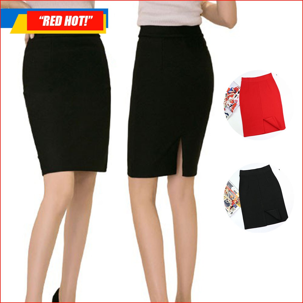 【FLASH SALE】Women's High Waist Elastic Onestep Skirt Black Workplace