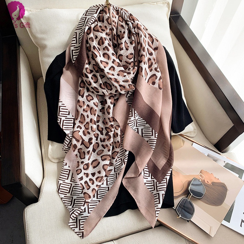 ‍♀️Cool girl comfy cotton shawl chic leopard printed wideshawl fashion headwrap instant hijabs viscose scarf