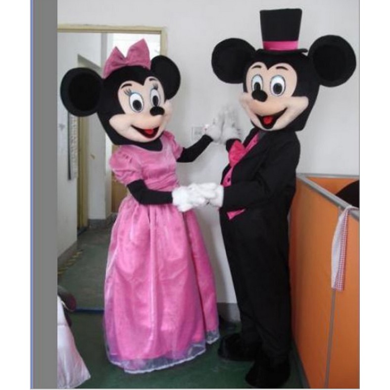 Multi-color Pink Mickey and pink Minnie Mascot Costume Cartoon Character Party clothing Adult size
