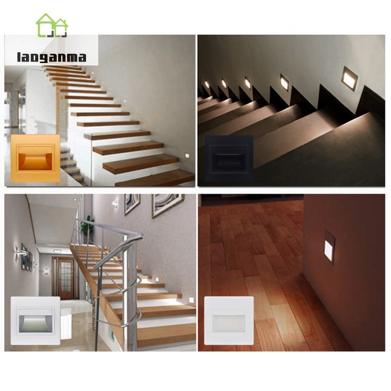 10 x LED Square Recessed Walkway Step Stair Corridor Wall Corner Lamp Black 1.5w 