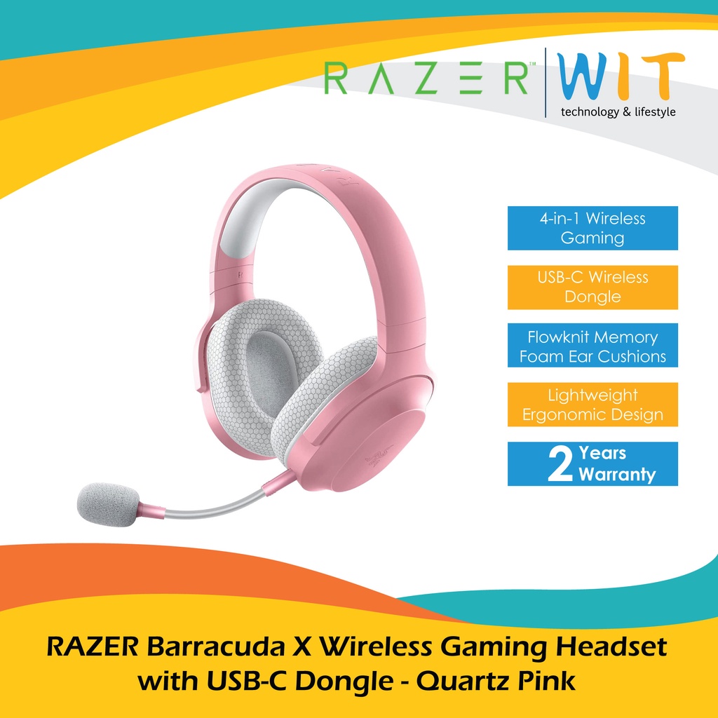 RAZER Barracuda X Wireless Gaming Headset with USB-C Dongle - Black/White/Pink